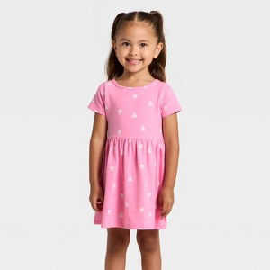 Toddler Girls' Short Sleeve Printed Dress - Cat & Jack™ Rose Pink - 1 of 3