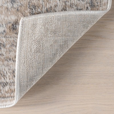 Nesa Beige and Gray Medallion Synthetic Area Rug 5x8
