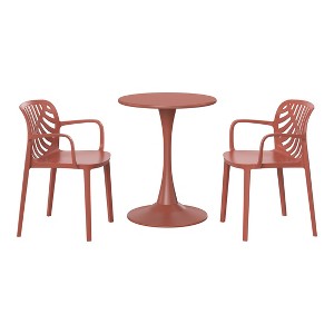 WestinTrends Playa 3-Piece Outdoor Indoor Metal Patio Dining Table Set With Stackable Patio Chairs - 1 of 4