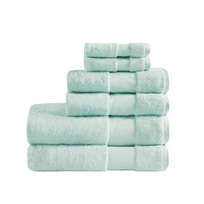 6pc Bath Towel Set Seafoam: Madison Park, 100% Cotton, Heavyweight ...