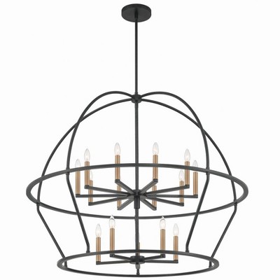 Abbott Black Steel 15-Light Farmhouse Chandelier