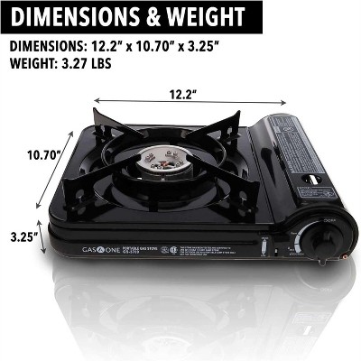 GasOne 10,000 BTU Portable Butane Gas Stove with Carrying Case CSA Listed, Black
