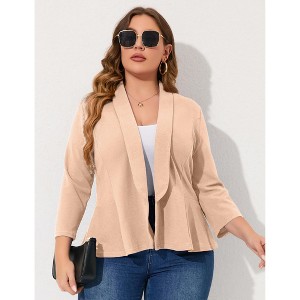 YESFASHION Women Plus Size Casual Blazer Open Front Long Sleeve Work Office Cardigan Jackets - 1 of 3