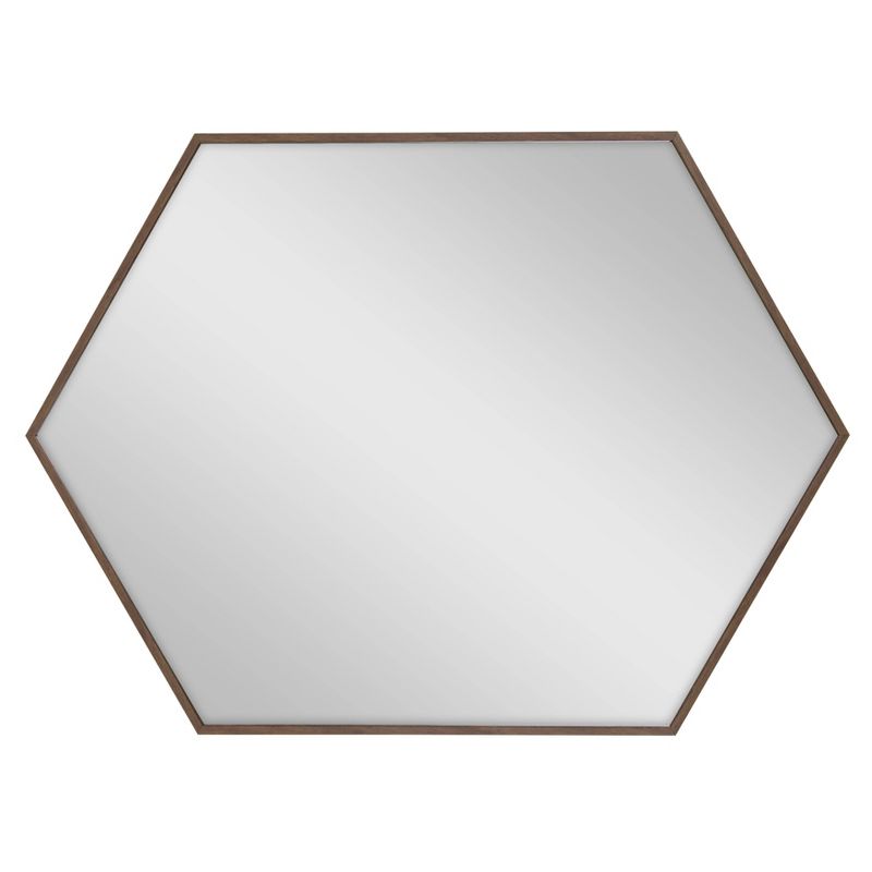 22&#34; x 31&#34; Rhodes Framed Hexagon Wall Mirror Walnut Brown - Kate and Laurel, 4 of 11