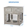 Dog crate furniture with cushions, indoor wooden dog kennel with 2 drawers, dog crate side table with storage for living room, foyer - 2 of 4