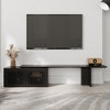 POVISON Modern Wood Extendable TV Stand,Minimalist Slatted Entertainment Center, Cabinet with Removable Shelves, 78.74",Black - 2 of 4