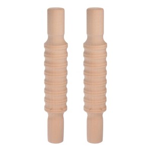 Unique Bargains Crafts Baking Solid Non-Stick Wood Rolling Emboss Clay Roller 8.27" x 1.38" 2 Pcs - 1 of 4