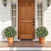 Costway 2 Pack Artificial Boxwood Topiary Ball Tree Faux Shrub Bushes with Flowers White/Purple - 2 of 4