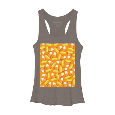 Women's Design By Humans Halloween Candy Corn By NewburyBoutique Racerback Tank Top