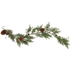 Northlight 5' x 10" Pine and Blueberry Christmas Garland with Pinecones, Unlit - 1 of 3