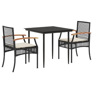 vidaXL Garden Dining Set Black, Cream White - 31.5" x 31.5" x 29.1" - 2 Items - 1 of 4