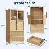Bedroom Wooden Armoire Wardrobe Closet, 65.9" Tall Freestanding Large Wardrobe with Glass Doors, 2 Drawers, Shelves & Hanging Rod - 2 of 4