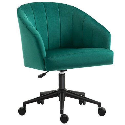 Homcom Retro Mid-back Swivel Fabric Computer Desk Chair Height