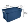 Racxily Extra Large Storage Bin, Plastic Storage Container with Latch Lid & Wheels, Blue - 3 of 4
