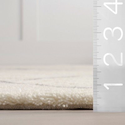 Ivory Wool Rectangular Handmade Trellis Area Rug, 3' x 5'
