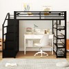 Whisen Full Size Metal Loft Bed with Storage Shelves, Cabinets and Wardrobe - Black - 2 of 4