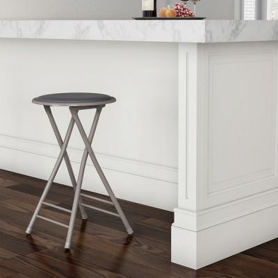 Hastings Home 24" Foldable Padded Indoor Counter-Height Stool – Gray