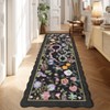 Washable Scalloped Living Room Rugs, Floral Snake Print Farmhouse Bedroom Carpet, Non Slip Low Pile Dining Room Rugs - 2 of 4