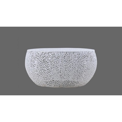 NicBex Modern 20" Round Aluminium Coffee Table with Hollow Design for Living Room and Bedroom