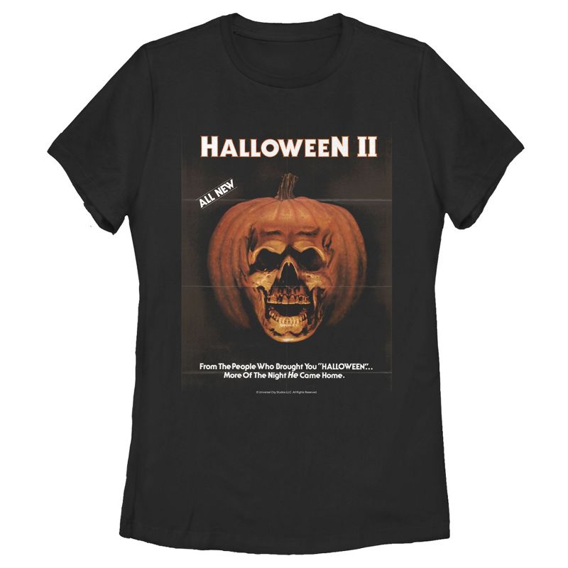 Women's Halloween II Skeleton Movie Vintage Poster T-Shirt, 1 of 4