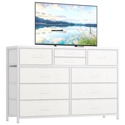 Dresser for Bedroom TV Stand for 55” TV, Entertainment Center with 10 Drawers