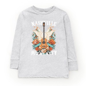 Nashville Music City Guitar Grunge - Youth Long Sleeve Graphic T-Shirt - 1 of 3