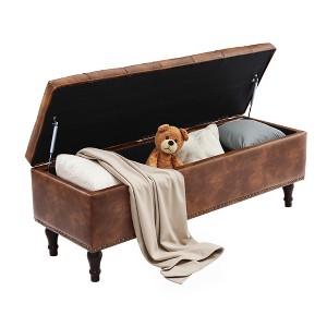 Arceso 51 Inch  Bedroom Bench，Fabric Upholstered Entryway Bench with Wooden Legs, Bench for Bedroom, Entryway, Living Room - 1 of 4