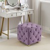Okak Modern Velvet Upholstered Ottoman, Button-Tufted Soft Footrest Stool, Exquisite Dressing Makeup Chair for Couch Bedroom Entrance, Purple - 3 of 4