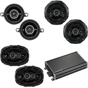 Kicker Compatible with Dodge Ram Truck 2002-2011 Speaker & Amp bundle - DSC 6x9" 3-way speakers, DS 5.25" speakers, And DS 3.5" speakers w/ CX360.4 - 1 of 4