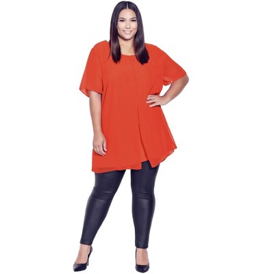 Avenue Women's Plus Size Liv Overlay Mixed Media Top