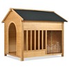 YOOCOZZ 60.2" Large Wooden Dog House with Porch,  Asphalt Roof and Elevated Floor, Side Window and Doors,  For Medium & Large Dogs-Natural - 3 of 4