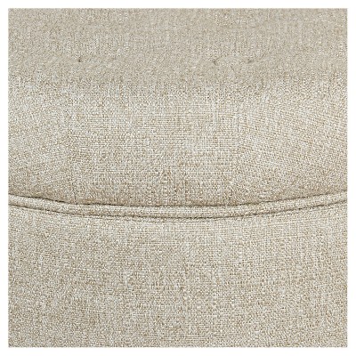 Twine Light Brown Tufted Round Storage Ottoman with Wooden Legs