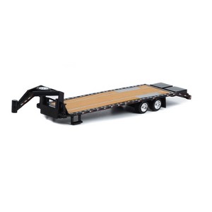 Greenlight Collectibles 1/64 Gooseneck Trailer Black with Red and White Conspicuity Stripes 30390 - 1 of 4
