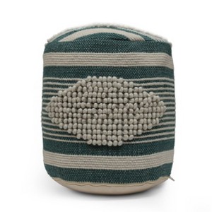 Lucknow Boho Handcrafted Fabric Cylinder Pouf - Christopher Knight Home - 1 of 4