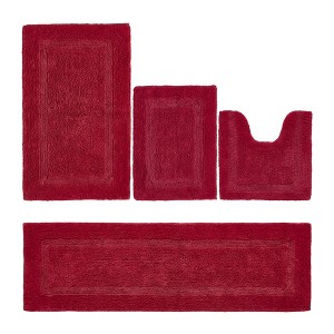 Lux Premium 100% Cotton Tufted Solid Reversible 4 Piece Bath Rug Set – Ultra-Soft, Water-Absorbent, Durable, Machine Washable Bathroom Rug - 1 of 4