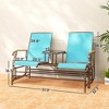 Aghana Digitals 2-Person Outdoor Glider Loveseat with Tempered Glass Table, Breathable Mesh Seats, - 2 of 4
