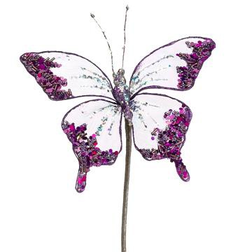 Allstate Floral 7" Princess Garden Glittering Violet Butterfly Beaded Floral Craft Pick