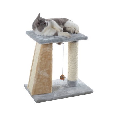 Gray and Beige Sisal Carpet Two-Level Cat Scratcher