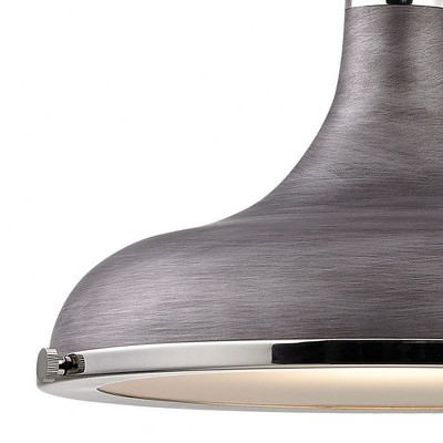 Transitional Rutherford 15-Inch Pendant in Polished Nickel & Weathered Zinc