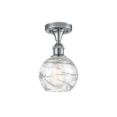 Athens Deco Swirl - 1 Light Semi-Flush Mount In Industrial Style-11 Inches Tall and 6 Inches Wide