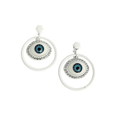 SOHI Women's Chalk White The Evil-Eye Loop Drop Earrings