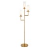 Hudson and Canal 3-Light Torchiere Floor Lamp with Glass Shade Brass/Clear: Metallic, UL Listed, 69" Height - 3 of 4