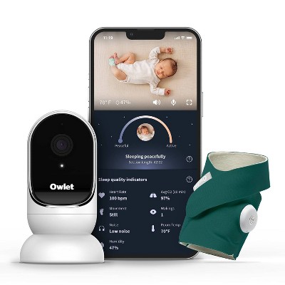 Owlet Dream Duo Smart Baby Monitor - HD Video Baby Monitor with Camera and Dream Sock - Heart Rate and AVG O2 Sleep Quality Indicators - Dp Sea Green