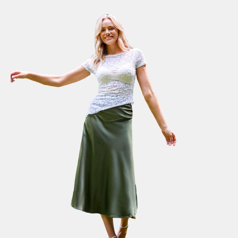 Women's Olive Ruched Midi Skirt - Cupshe, 1 of 6