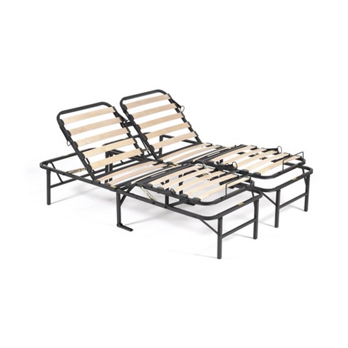 California King Wooden Slat Adjustable, Manual Adjustable Bed Frame Wood
