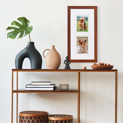 10x20 Walnut Wood Picture Frame with Double White Mat