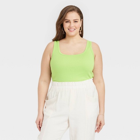 Women's Slim Fit Tank Top - A New Day™ Lime Green 3x : Target