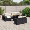 vidaXL Patio Sofa Set with Cushions Outdoor Furniture 11 Piece Poly Rattan - Black and Cream Wood - 2 of 4