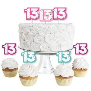 Big Dot of Happiness Girl 13th Birthday - Dessert Cupcake Toppers - Official Teenager Birthday Party Clear Treat Picks - Set of 24 - 1 of 4