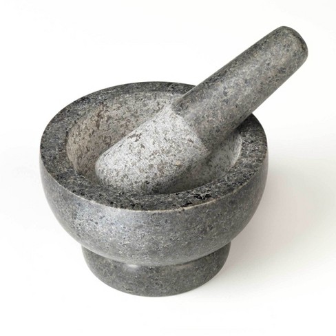 Mortar and Pestle Set, 8 Inch 4 Cups Large Capacity Unpolished Granite  Molcajete